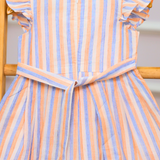 Classic Delight Stripes | Cap Sleeves Frock with Soft Lining