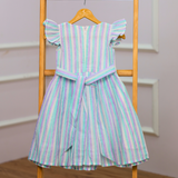 Classic Charm Stripes | Cap Sleeves Frock with Soft Lining