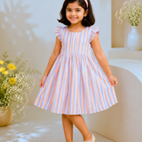 Classic Sundari Delight Stripes | Cap Sleeves Frock with Soft Lining