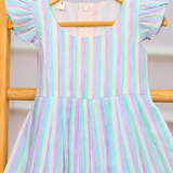 Classic Charm Stripes | Cap Sleeves Frock with Soft Lining