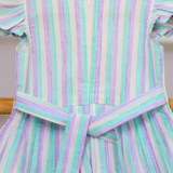 Classic Charm Stripes | Cap Sleeves Frock with Soft Lining