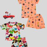 S1 - Peach Mickey & White Hearts Shorts Sets