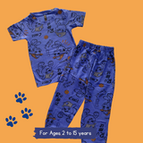 Cop Paw Kids Coord Set (Unisex) - Half Sleeve T-Shirt and Full Pant with Single Side Packet