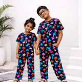 Disco Trees Kids Coords (Unisex) - Half Sleeve T-Shirt and Full Pant