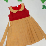 Diya HandLoom Cotton Frock | Sleeveless Frock with Pan Collar