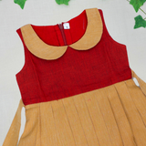Diya HandLoom Cotton Frock | Sleeveless Frock with Pan Collar