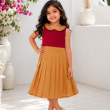 Diya HandLoom Cotton Frock | Sleeveless Frock with Pan Collar