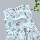 Muslin Back Button Frock - Elephant with Balloon