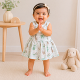 Muslin Back Button Frock - Elephant with Balloon