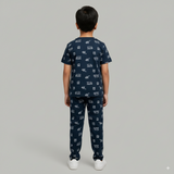 Blue Trucks Print Kids Coords (Unisex) - Half Sleeve T-Shirt and Full Pant
