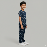 Blue Trucks Print Kids Coords (Unisex) - Half Sleeve T-Shirt and Full Pant