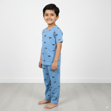 Blue Tractors Print Kids Coords (Unisex) - Half Sleeve T-Shirt and Full Pant