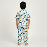 Dino World Print Kids Night Suit - Half Sleeve Shirt and Full Pant