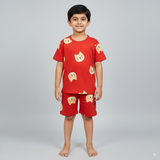 Red Kitty Kids Shorts Set (Unisex)