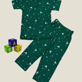Green Unicorn Print Kids Coords (Unisex) - Half Sleeve T-Shirt and Full Pant