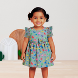 Grey Alpha - Frill Cotton Frocks with bow