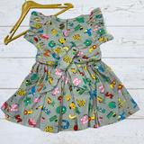 Grey Alpha - Frill Cotton Frocks with bow