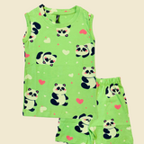 Cute Panda Kids Sleeveless T-Shirt Shorts Set (Unisex)