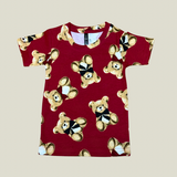 Red Teddy Print Kids Coords (Unisex) - Half Sleeve T-Shirt and Full Pant