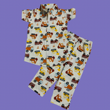 JCB Print Kids collar Coord Set - Half Sleeve Shirt and Full Pant