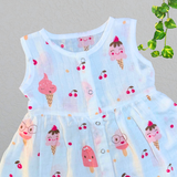 Muslin Button Frock - Icecream