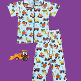 JCB Print Kids Night Suit - Half Sleeve Shirt and Full Pant