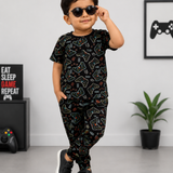 Joystick Kids Coord Set (Unisex) - Half Sleeve T-Shirt and Full Pant with Single Side Packet