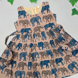 Kalamkari BG Elephant Print Cotton Frock | Sleeves Frock Calf Length