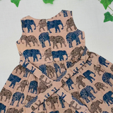 Kalamkari BG Elephant Print Cotton Frock | Sleeves Frock Calf Length