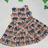 Kalamkari BG Elephant Print Cotton Frock | Sleeves Frock Calf Length
