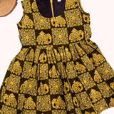 Kalamkari Honey Elephant Print Cotton Frock | Sleeves Frock Calf Length
