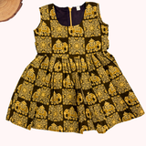 Kalamkari Honey Elephant Print Cotton Frock | Sleeves Frock Calf Length