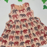 Kalamkari SG Elephant Print Cotton Frock | Sleeves Frock Calf Length
