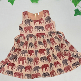 Kalamkari SG Elephant Print Cotton Frock | Sleeves Frock Calf Length