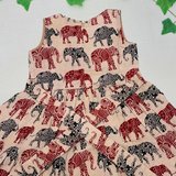 Kalamkari SG Elephant Print Cotton Frock | Sleeves Frock Calf Length