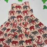 Kalamkari SG Elephant Print Cotton Frock | Sleeves Frock Calf Length