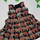 Kalamkari RG Elephant Print Cotton Frock | Sleeves Frock Calf Length