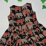 Kalamkari RG Elephant Print Cotton Frock | Sleeves Frock Calf Length