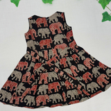 Kalamkari RG Elephant Print Cotton Frock | Sleeves Frock Calf Length