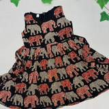 Kalamkari RG Elephant Print Cotton Frock | Sleeves Frock Calf Length