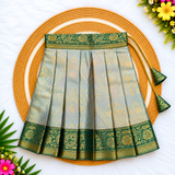 Kanmani Lehanga Set - Green Zari Weaving Banaras Skirt with paired Aariwork Top