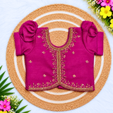 Kanmani Lehanga Set - Rich Pink Zari Weaving Banaras Skirt with paired Aariwork Top