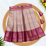 Kanmani Lehanga Set - Rich Pink Zari Weaving Banaras Skirt with paired Aariwork Top