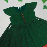 Kayal Mangalagiri Cotton Frock | Ethnic Cap Sleeves Frock with Soft Lining | Pre-Order Now 1-3Y & 4-6 Y (Dispatch from Oct 13)