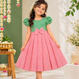 Kulali HandLoom Cotton Frock - Pink Pastel