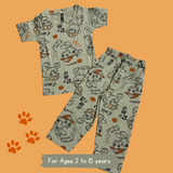 Marshall Paw Kids Coord Set (Unisex) - Half Sleeve T-Shirt and Full Pant with Single Side Packet