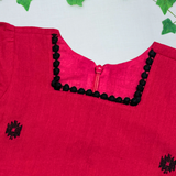 Red Black Embroidery Jamdani Frock