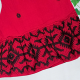 Red Black Embroidery Jamdani Frock