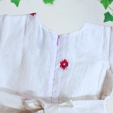 White Red Embroidery Jamdani Frock