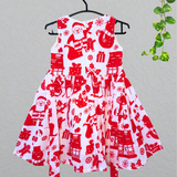Merry Christmas Cotton Frock - Sleeveless Kids Frock